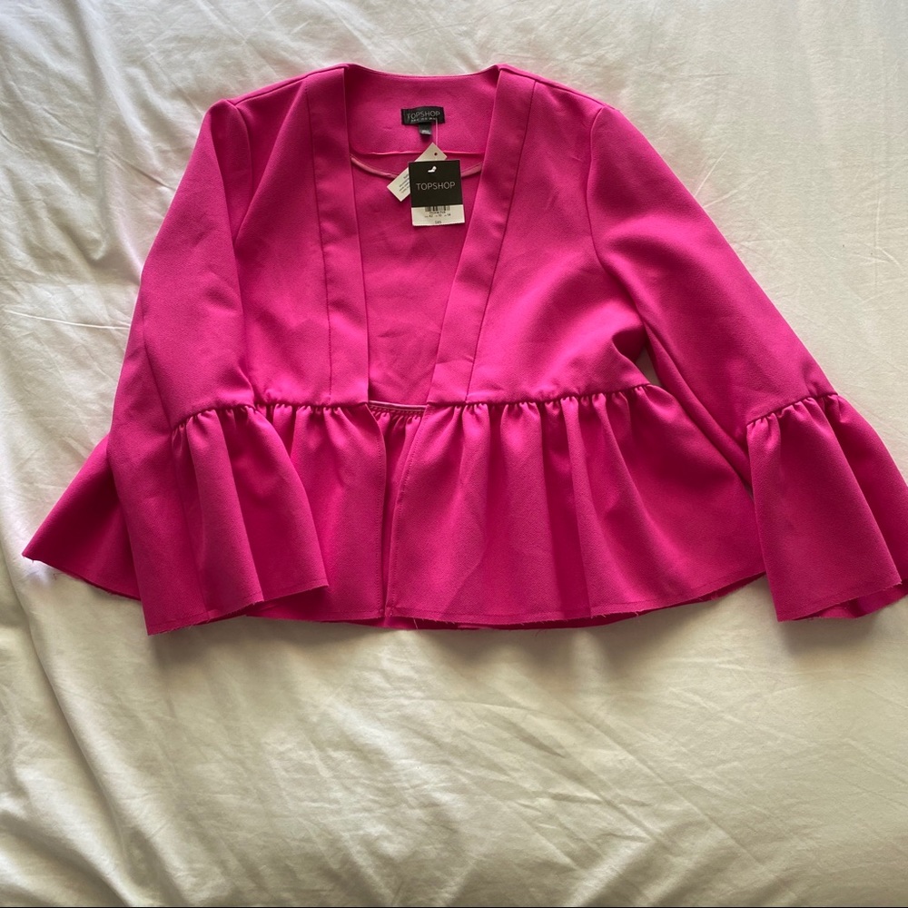 Topshop pink peplum blazer